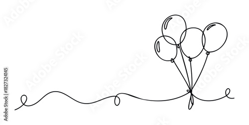 Bunch of balloons tied together with strings floating in the air, perfect for party and celebration themes, offering a festive and joyful visual for marketing and design projects.