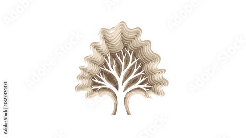 Stylized layered tree vector illustration for nature concepts.