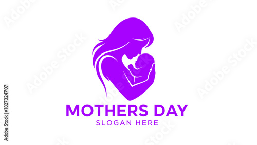 Mother and baby embrace love and care icon for mothers day theme