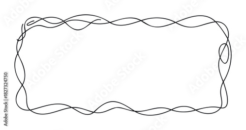 Abstract continuous line frame with fluid curves and waves, perfect for adding a unique decorative border to graphic layouts and unique announcements.
