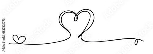 Simple continuous line drawing of connected hearts and flowing lines symbolizing love romance and togetherness suitable for greeting cards and Valentines Day celebrations.