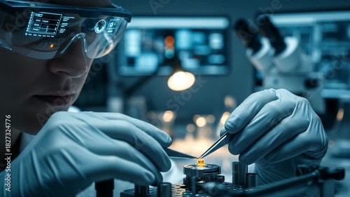 Wallpaper Mural Advanced laboratory research: Expert scientist in a hi tech environment, conducting intricate Torontodigital.ca