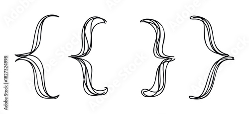 Abstract curly brackets symbol representing data structure or programming concept used in web development and coding projects presentation graphic.