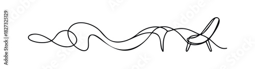 Abstract fluid black line flowing organically across a white space, representing movement, connection, and conceptual flow for graphic elements and web page decoration.