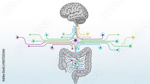 Serotonin Production in Gut – Medical Infographic Vector