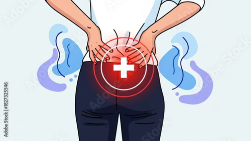 Back Injury and Muscle Strain Concept – Flat Medical Illustration