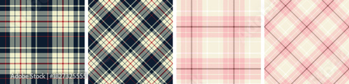 plaid and tartan pattern set.checkered fabric texture background.