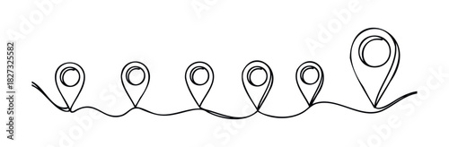 Journey line with location pins representing route or progress, ideal for travel planning or achievement tracking presentations.