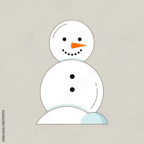 A cheerful snowman with a carrot nose and button eyes, smiling.
