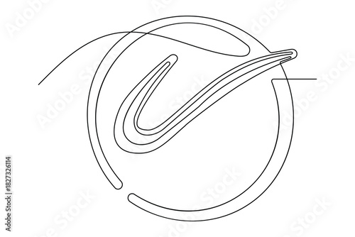 Check mark icon continuous line drawing minimalist style isolate outline