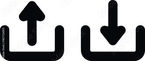 Upload and Download Icon Set arrow symbol interface web design graphic data transfer communication internet technology file network