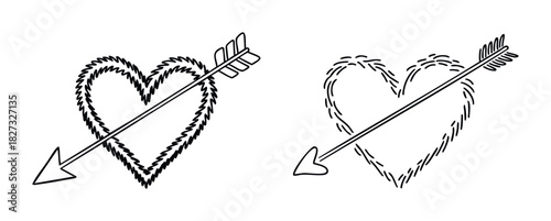 Love arrow piercing hearts symbolizing romance and passion in a romantic celebration perfect for valentines day or wedding invitations.