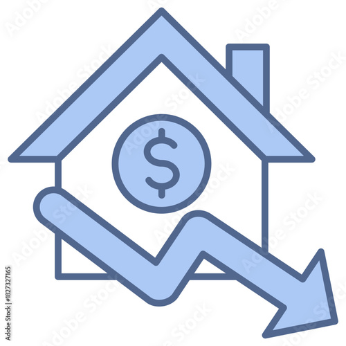 Price Down Blue Icon