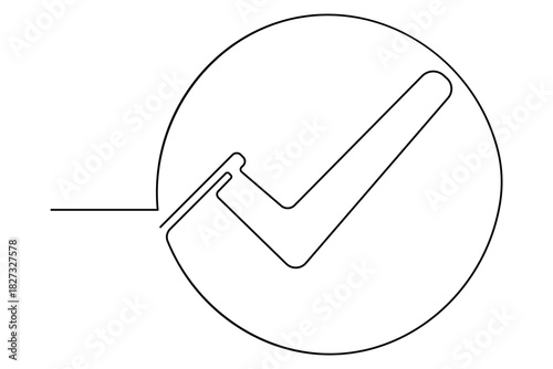  Tick mark symbol simple single line art drawing outline illustration