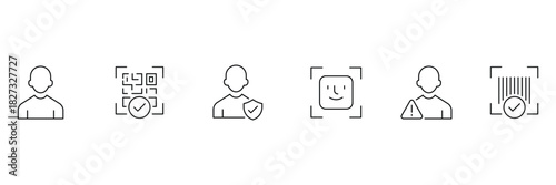 Face id line icon set. Biometric Identification line Icon set. Verification and identity line icon set. Vector illustration.