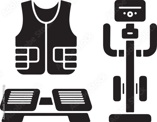 Fitness Equipment Icons exercise workout