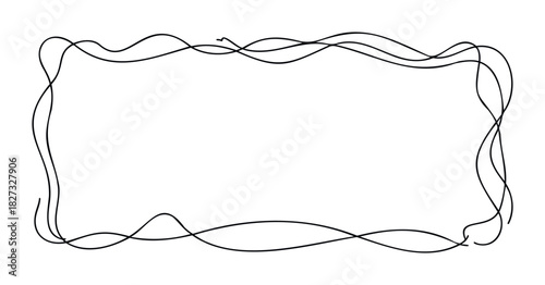 Abstract black wavy line frame border with organic flowing curves suitable for creative projects and graphic layouts