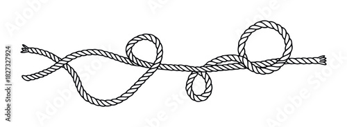 Nautical rope with multiple knots and loops, perfect for maritime themes, exploration, or strong connections in visual communication projects