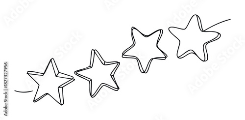 Four abstract star outlines with a handdrawn feel suggesting achievement and recognition for marketing or review platforms