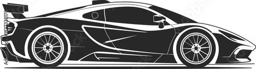 Modern sports car side view silhouette vector illustration, luxury racing vehicle design concept showing aerodynamic shape and high performance speed style