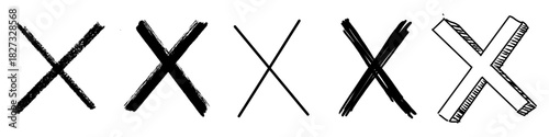 Cross Mark Handdrawn Different Style Vector Ideal for rejection, mistakes, delete buttons, and denial graphics in a sketch style. Symbolizes error, cancellation, and prohibition.