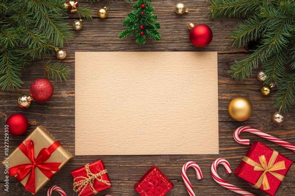 Obraz premium Holiday greeting card, festive holiday card, merry christmas card, christmas greeting, winter holiday card, seasonal greeting, holiday illustration, christmas template, holiday