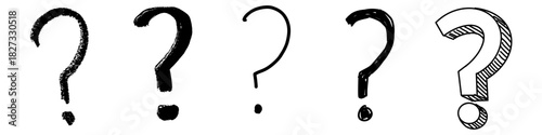 Question Mark Handdrawn Different Style Vector Ideal for FAQs, doubt, search, and informational graphics in a sketch style. Symbolizes inquiry, mystery, and seeking answers.