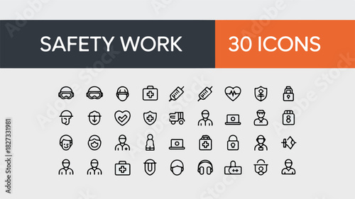 Safety Work Icons Professional Design Set for Workplace and Industrial Safety