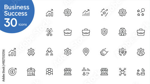 A Professional Collection of 30 Business Success Icons for Digital and Print Use