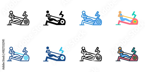 Rowing Machine icon set multiple style vector collection 
