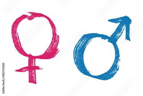 Hand drawn female and male gender identity sign Symbol used to represent sex and gender Single element for print, web, design, decor
