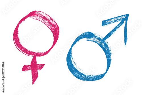 Hand drawn female and male gender identity sign Symbol used to represent sex and gender Single element for print, web, design, decor