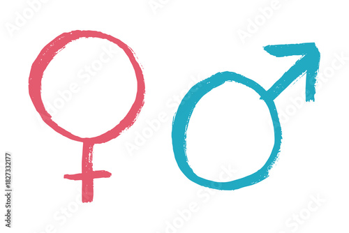 Hand drawn female and male gender identity sign Symbol used to represent sex and gender Single element for print, web, design, decor