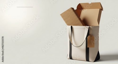 Open Box in Tote Bag Mockup for Branding and Packaging.