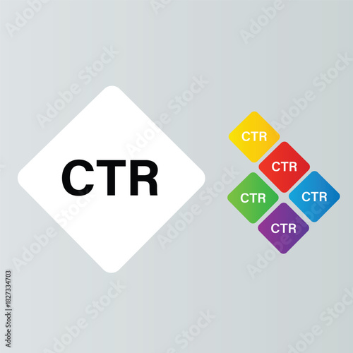 Clickthrough rate ctr concept with colorful diamond shapes for marketing analytics