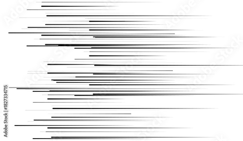 Trendy dynamic horizontal speed lines background. Anime style line backdrop. Comics book frame speed lines. Monochrome manga super hero force movement layout. Simple geometric horizontal stripes.