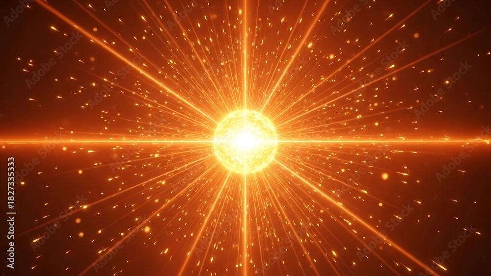 Naklejka premium Brilliant Abstract Starburst of Light and Particles emanating from a bright center, creating a sense of energy and motion