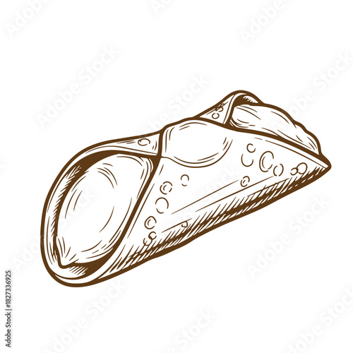 Delicious hand drawn sketch vintage cannoli dessert illustration on clean white background