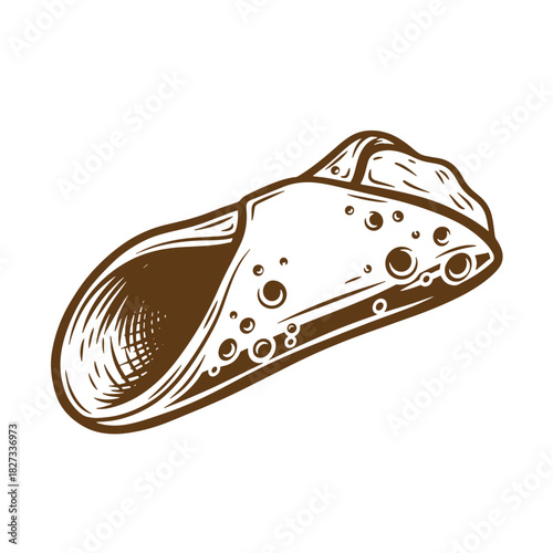 Delicious italian cannoli dessert illustration featuring a sketch vintage aesthetic for food designs