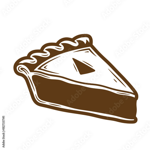 Delicious vintage sketch illustration of a slice of pie isolated on white background