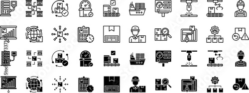 Manufacturing and Distribution excellent icons collection in two different styles