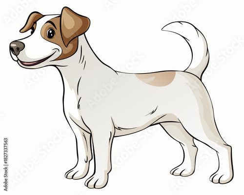 Cartoon jack russell terrier dog standing and smiling