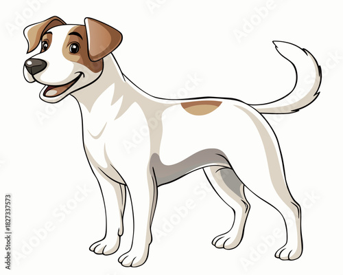 Happy cartoon jack russell terrier dog standing and smiling