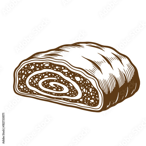Detailed sketch vintage illustration of a delicious bread roll perfect for food related projects