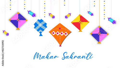 Makar Sankranti Festival Indian Kite Flying Banner Design | Pongal Uttarayan Lohri Happy Wishes Template