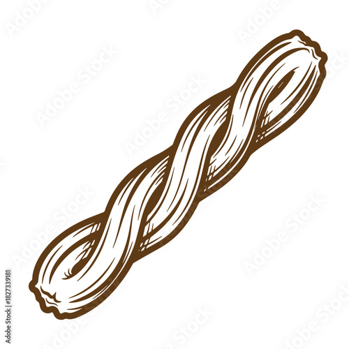 Hand drawn sketch illustration of a braided rope isolated on a white background design element