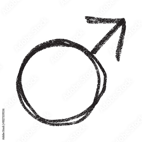 Hand drawn male gender identity sign Symbol used to represent sex and gender