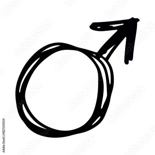 Hand drawn male gender identity sign Symbol used to represent sex and gender
