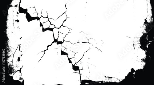 Cracks on the concrete wall. Broken and grated urban street wall construction