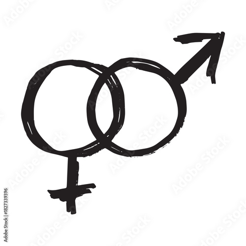 Hand drawn heterosexual gender identity sign Symbol used to represent sex and gender